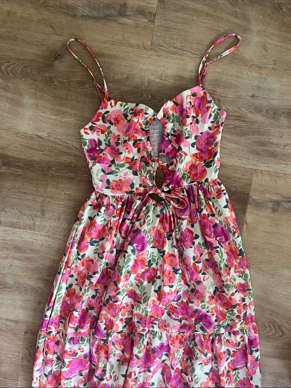 Floral Pink & Magenta Spaghetti-Strap Kids Dress